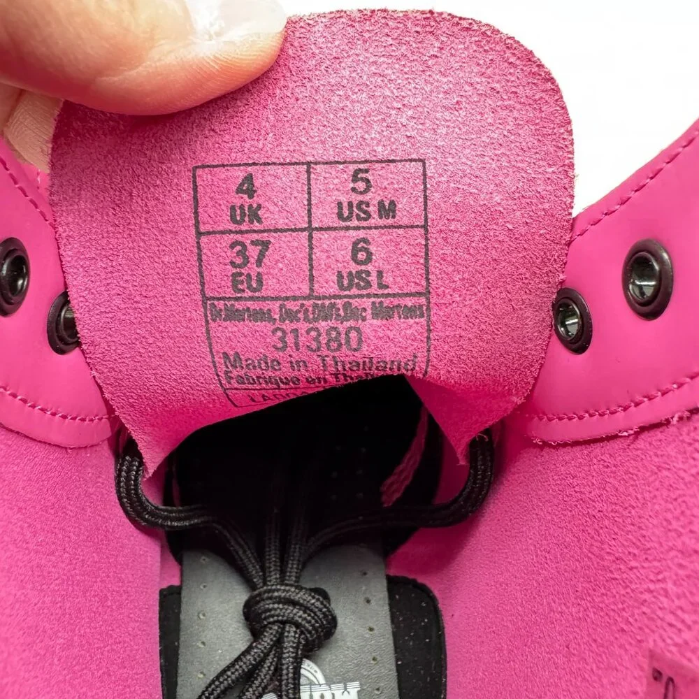 Dr. Martens 1460 Women's Patent Leather Lace Up Boots in Thrift Pink - Picture 4 of 13